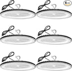 6 Pack 300W UFO Led High Bay Light,120VAC,5000K Daylight Commercial Bay Lighting,IP66 Waterproof,45050LM,1300W MH/HPS with Plug Area Lighting for Warehouse/Shop/Workshop/Barn/Gym/Factory