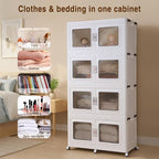 1200Qt Extra Large Stackable Storage Bin with Lid - 300Gal Heavy-Duty Plastic Collapsible Drawer with Wheels, Closet Storage Organizer for Clothes, Toys & Household Items, 4-Pack White