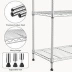 1250 lbs 5 Tier Shelf Metal Storage Shelves Wire Rack Closet Organizers with Wheel for Garage Kitchen Bathroom Laundry Chrome 13.7" D x 23.6" W x 62.4" H