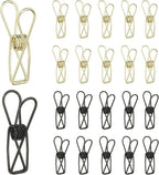 PATIKIL 50Pcs Paper Office Binder Clips, 1.26" Small Metal Wire Hollow Out Paper Clamps Long Tail Binder Clips for Photo Clothes Hanging Office Home Kitchen Food Package, Black/Gold