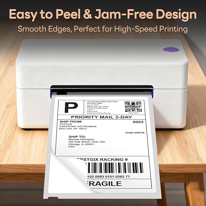 Compatible DYMO 1744907 4" x 6" Direct Thermal Shipping Labels, Strong Adhesive & Perforated, Compatible with Rollo, Zebra & More – NOT for DYMO 5XL (6 Rolls / 1320 Labels), TRSTGIX