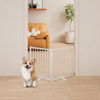 2 Panels Full Metal Freestanding Dog Gates, 40” W x 24” H Folding Pet Gate Fence with Support Feet for Indoor,Stairs, Hallways and Doorways(White)
