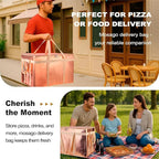 XXXL Insulated Food Delivery Bag - Reusable Thermal Cooler Grocery Bags for Catering & Delivery, Pizza Carrier for Events, Large Capacity Bag Keeps Food Hot/Cold for Shopping, Commercial (Gold, 1PK)