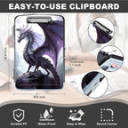 Clipboard with Storage,Storage Clipboard with Pen Holder,Heavy Duty Plastic Storage Clipboard with Low Profile Clip, Clipboard Folder, Teacher Must Haves, Office Supplies,Purple Dragons
