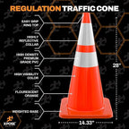Xpose Safety 28 Inch Orange Traffic Cones Heavy Duty 10lb with 6" & 4" Collars, 24-Pack - Multipurpose PVC Plastic Safety Cone for Parking, Soccer, Caution, Kids and Construction - DOT Approved