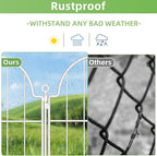 Decorative Garden Fence 17in (H) x 10ft (L), 10 Pack Metal No Dig Garden Fencing Animal Barrier for Dogs & Rabbit, Arched Flower Bed Edging Ornamental with Ground Stake for Yard & Patio, White