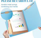 Skyygemm 12 Pack Classification Folders Letter Size Bulk with Divider and 2" Expansion, Pressboard Folder with 2 Prong Fasteners for Teachers, Clergy, Office, Church, Christmas Donations(Blue)