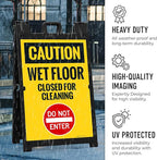 Caution Wet Floor Closed for Cleaning Do Not Enter Sidewalk Sign Kit, 24x36 Inches, with A Frame Stand, Made in USA