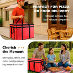 2PK Insulated Food Delivery Bag with Baseboard — Reusable Thermal Cooler Grocery Bags for Catering & Delivery, Pizza Carrier for Events, Large Capacity Bag Keeps Food Hot/Cold for Travel, Commercial