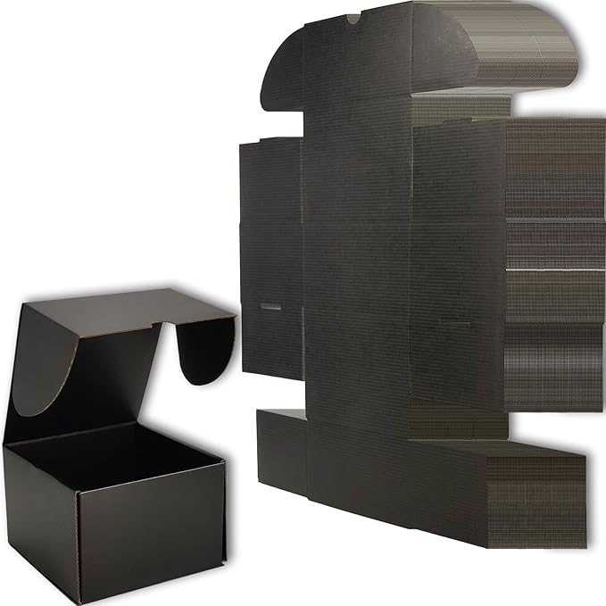 6x6x4 inches Small Shipping Boxes Set of 25 - Black Mailer Corrugated Cardboard Boxes for Shipping Packaging Mailing Products