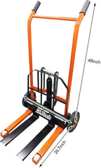 TECHTONGDA Manual Winch Stacker Pallet Truck Dolly Hydraulic Lifting Hand Truck 440 LBS Load, 35.4 Inch Max Lift