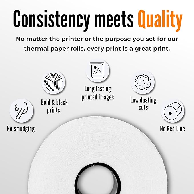 2 1/4 X 200 Thermal Paper Rolls (50 Rolls/Box) – BPA-Free Rolls for POS Systems, Cash Registers & Credit Card Machines