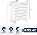 5-Drawer Metal Rolling Tool Chest with Wheels,Tool Storage Cabinet with Locking System，Toolbox with Wheels for Garage, Warehouse, Workshop, Repair Shop (Red, 5-Drawer)