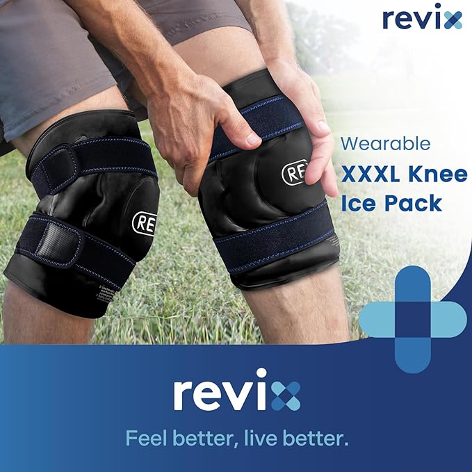 REVIX 20" XXXL Large Gel Ice Pack for Knee, Knee Ice Pack Wrap Around Entire Knee for Post-Workout Recovery, Ease Knee Discomfort and Fatigue, Promote Flexibility and Mobility, 2 Packs