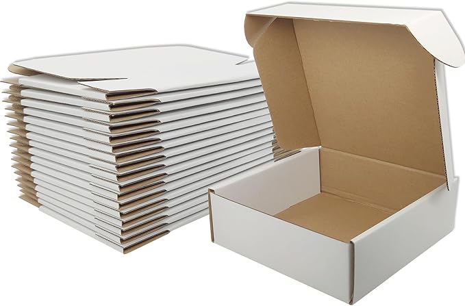 Small White Shipping Boxes for Small Business Pack of 25-8x8x4 inches Cardboard Corrugated Mailer Boxes for Shipping Packaging Craft Gifts Giving Products