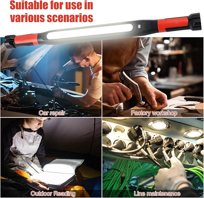 2026 New Magnetic Work Light, Rechargeable LED Mechanic Light, Under Hood Work Light Accessory Bar, Portable Cordless Trouble Light for Workshop Car Repairing Garage