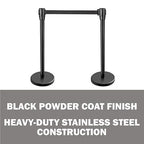 New Star Foodservice 54590 Stanchions, 36-Inch Height, 6.5-Foot Retractable Belt, Set of 2, Black Belt