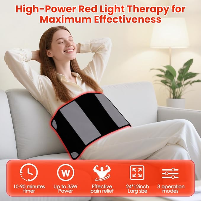 Red Light Therapy for Body, 242 LEDs Infrared Light Therapy for Body Back Waist Shoulder Knee Joint with 660nm & 850nm,24" x 12" Large Size Pad with 3 Modes,Timer, Red Light Therapy Belt