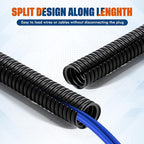 Sasylvia Split Wire Loom Cord Protector Tubing Split Conduit Protector Tubing Convoluted Tube Flexible Electrical Wire Cover Protective Sleeves(1/4" X 150 ft,Black)