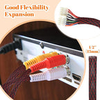 Pangda 300 Feet 1/2 Inch Wire Loom PET Expandable Braided Sleeving Braided Sleeve for TV, Computer, Home Theater (Black-Red)