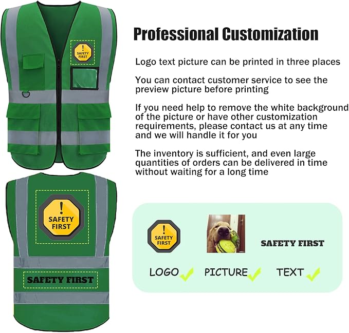 BeautyWill Custom Safety Vest Logo Class 2 High Visibility Reflevtive Vest Outdoor Protective Workwear