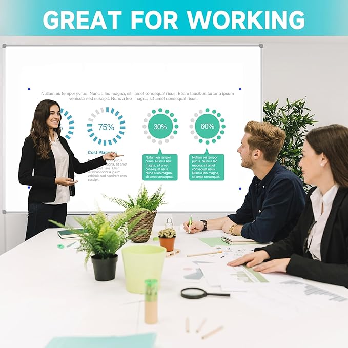 JILoffice Large Magnetic White Board, Dry Erase Board 72 x 48 Inch, Silver Aluminum Frame Wall Mounted Board for Office Home and School