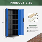Greenvelly Metal Storage Cabinet, 72" Locking Metal Garage Storage Cabinet with Doors and 4 Adjustable Shelves, Lockable Steel Cabinet for Home Office, Garage, Shop, School (Blue 32" W x 16" D)