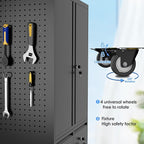 SUXXAN 71" Metal Garage Storage Cabinet with 8 Hooks and Pegboards,2 Drawer Rolling Tool Storage with Locking Doors and Adjustable Shelves,Heavy Duty Steel Tool Cabinet for Garage, Warehouse