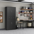 BESFUR 71" H Metal Storage Cabinet with 1 Lockable Drawer and 2 Lockable Doors, Garage Storage Cabinet with 2 Adjustable Shelves, Locking Cabinet for Garage, Office, School - Black