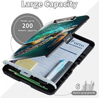 Clipboard with Storage,Clip Boards 8.5X11 with Storage & Pen Holder,Heavy Duty Plastic Nursing Clipboards Foldable,Coaches Clipboard Folder Case,School Office Supplies，Green Sea Turtle