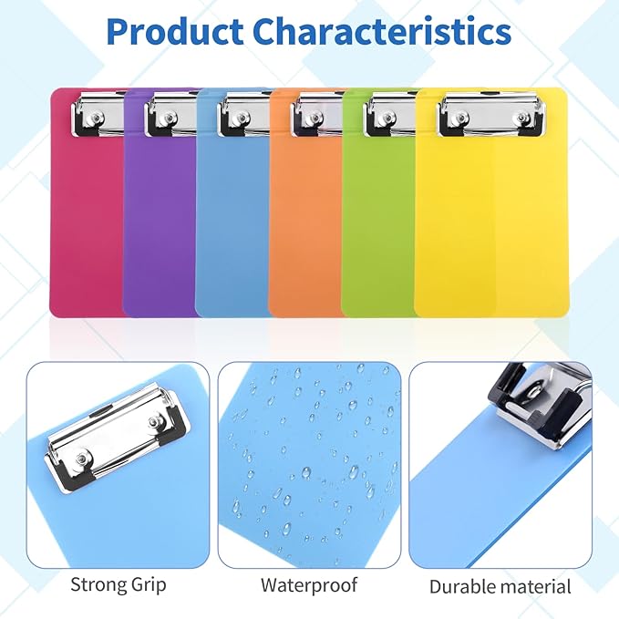 6 PCS MiNi Clipboard，Pretty Cute Small Clipboards 4×6 Inch A6 for Classrooms, Offices, Restaurants, Doctor Offices (Set of 6 Colors)