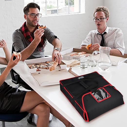 Pizza Bags for Delivery 18" X 18" X 5" - Moisture-Free, Professional Thermal Pizza Warmer, Heavy-Duty Food Carrier, Suitable for Restaurants,Picnic Uber Eats & Door Dash, Black
