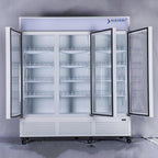 Commercial Refrigerator Floral Beverage Display Cooler,3 Glass Doors Commercial Flowers Fridge With LED Light Adjustable Shelves,ETL Approval,71" Wide,63.5 Cuft,White,(Wheel Included)