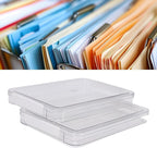 Luqeeg 2Pcs Flat Plastic File Storage Bins, Transparent Stackable Portable Project Box, Document Organizer with Latching Lids for Organizing A4 Paper Photo Scrapbook Notebook