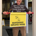 SmartSign Hanging Doorway Barricade, 11.25" x 18" Vinyl, Spring-loaded Adjustable Aluminum Pole, Twist-To-Tighten & Safety Sign Kit, Black/Yellow, USA-Made