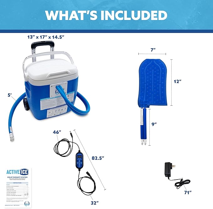 Polar Active Ice 3.0 Cold Therapy Ice Machine System with Programmable Timer, Hand and Wrist Compression Pad, Lightweight 16 Quart Cooler, Quiet Pump, Strong Cryotherapy Pain Relief and Treatment