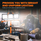 21000 Lumen Work Lights with Stand, 3 Adjustable Head LED Work Light, with Adjustable and Foldable Tripod Stand, Waterproof Lamp with Individual Switch with 6500 Kelvin Color (3-Head-Orange)