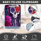 Clipboard with Storage,Heavy Duty Plastic Storage Clipboard with Low Profile Clip,Teacher Must Haves,Office Supplies,Skeleton Rose Flowers