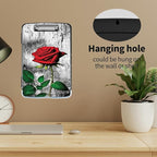 Clipboard with Storage High Capacity Plastic Nursing Clipboards with Pen Holder File Folder Storage Box Clipboard with Heavy Duty Clips for Teacher,Doctor,Offices-Elegant Red Rose