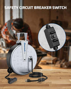 DEWENWILS 30 Ft Retractable Extension Cord Reel, Ceiling/Wall Mount 16/3 Gauge SJTW Power Cord with 3 Electrical Outlets Pigtail for Garage and Shop, 10 Amp Circuit Breaker, Metal Plate, UL Listed