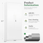 Crownland 63" Metal Storage Cabinet, Lockable Garage Storage Cabinets, High Office Cabinet with Adjustable Shelves for Garage, Home Office, Pantry, File(White)
