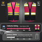 ProtectX 6 Pockets High Visibility Safety Vest for Men Women Class 2 Reflective Hi Vis Work Construction Vest