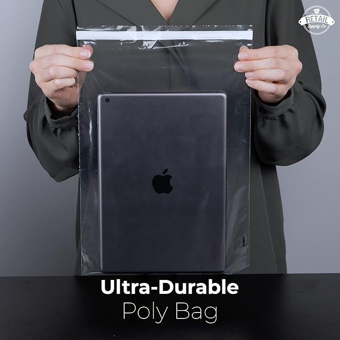 9x12 Resealable Poly Bags with Suffocation Warning - 200 Pack - Clear Self-Seal Poly Bags for Packaging, Shipping & Retail - Retail Supply Co