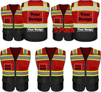 Safety Vest Customize Logo with 5 Pockets & Zipper Reflective High Visibility Vest Class 2 Outdoor Workwear