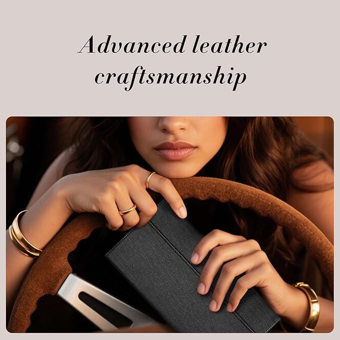 CoBak Leather Car Registration and Insurance Holder with Magnetic Compartment - Vehicle Glove Box Organizer for Driver License, Cards, Emergency Cash - Auto Truck Accessories Case, Cloth Black