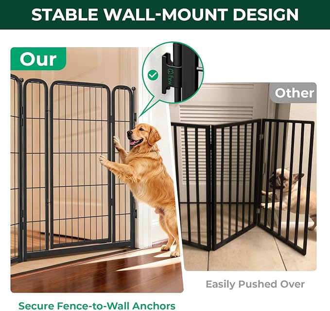 FXW Dog Gate Extra Wide Designed for Indoor Use, Adjustable Width Up to 55-inch Wide (40" H 2 Wire Panels for Medium and Large Dogs), Black