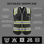 Reflective Safety Vest for Men Women, High Visibility Safety Vest with 8 Pockets Zipper Front, Meets ANSI Standards