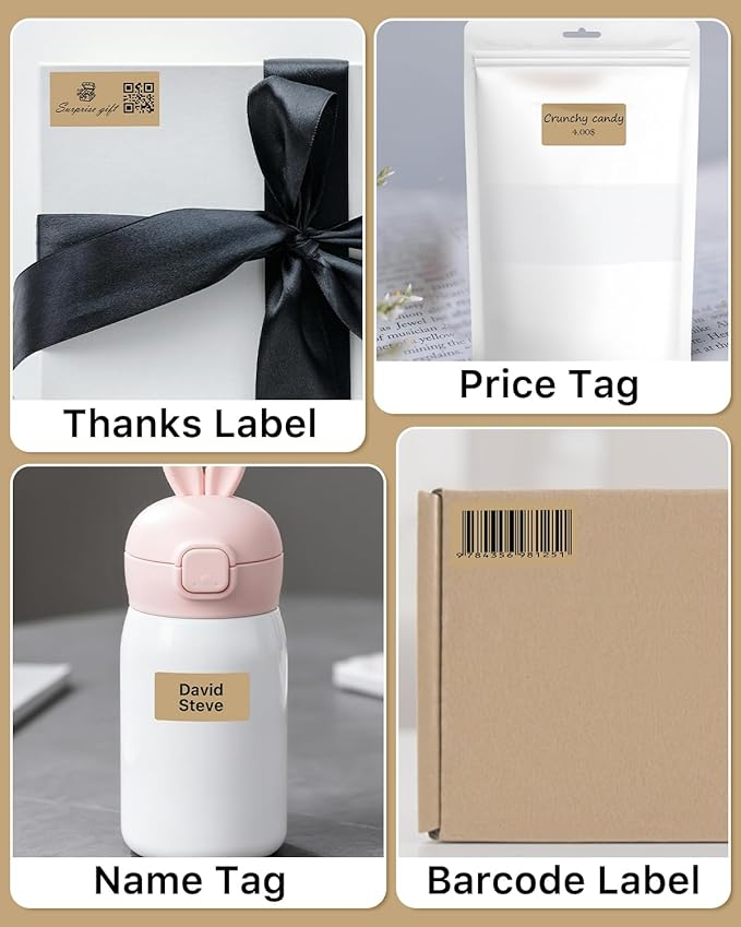 iEager 2x1 Inch Thermal Labels, Brown Rectangle Thermal Printer Stickers, Durable Shipping Label Printer Sticker for Barcode, Name, Address, 1000 Labels/Roll