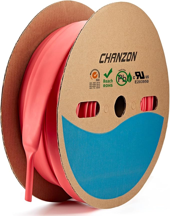 Chanzon 3:1 Ratio - 80ft Roll - Heat Shrink Tubing 1/2" (12.7mm) - Marine Grade Waterproof Adhesive Lined - (25M Total Length) Red Polyolefin Sleeving Wrap Shrinking 3 to 1 Ratio 1pcs