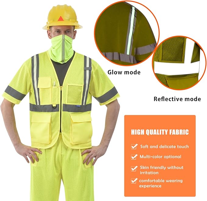 A-SAFETY High vis Reflective Mesh safety Vest ANSI Class 3
